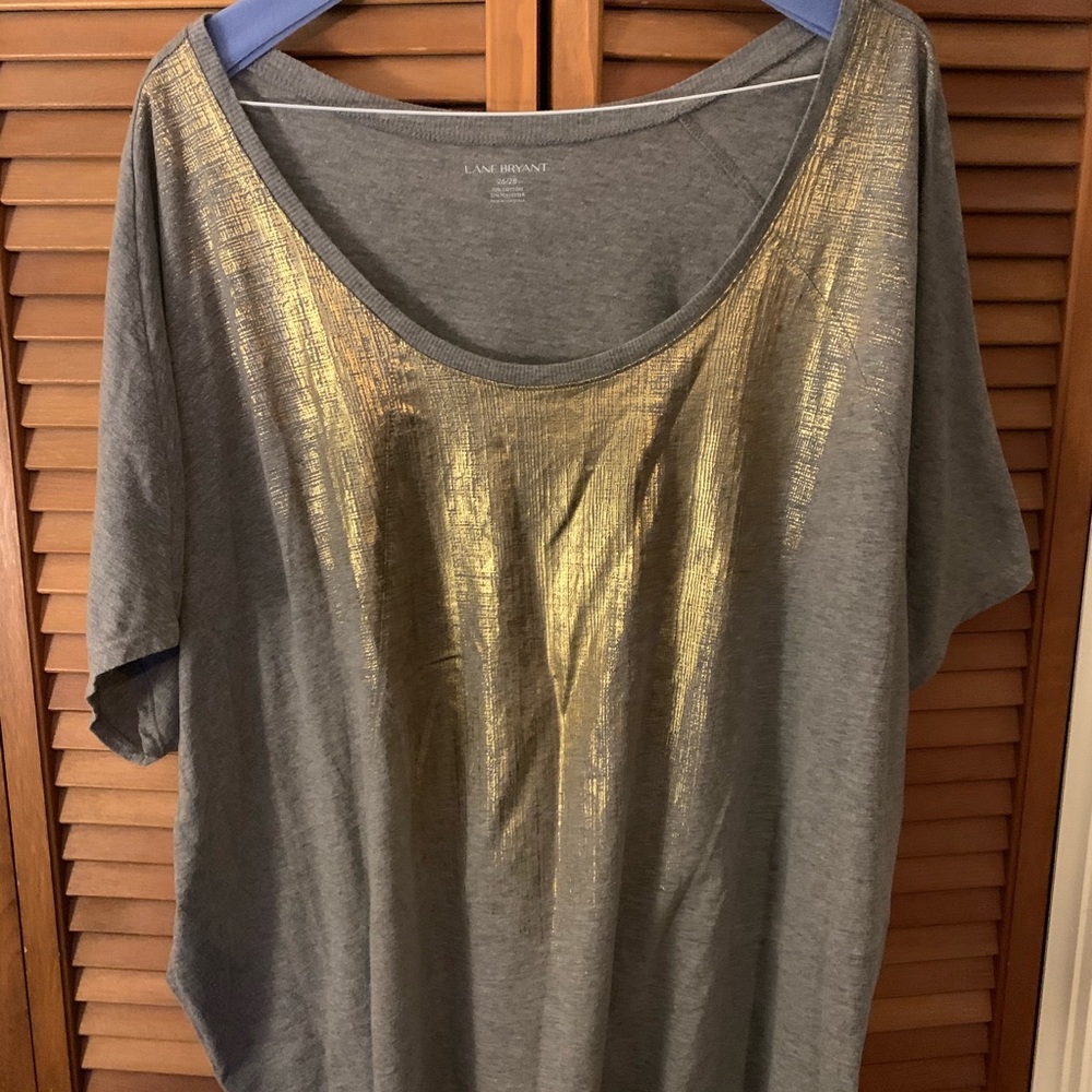 Lane Bryant gray and gold top